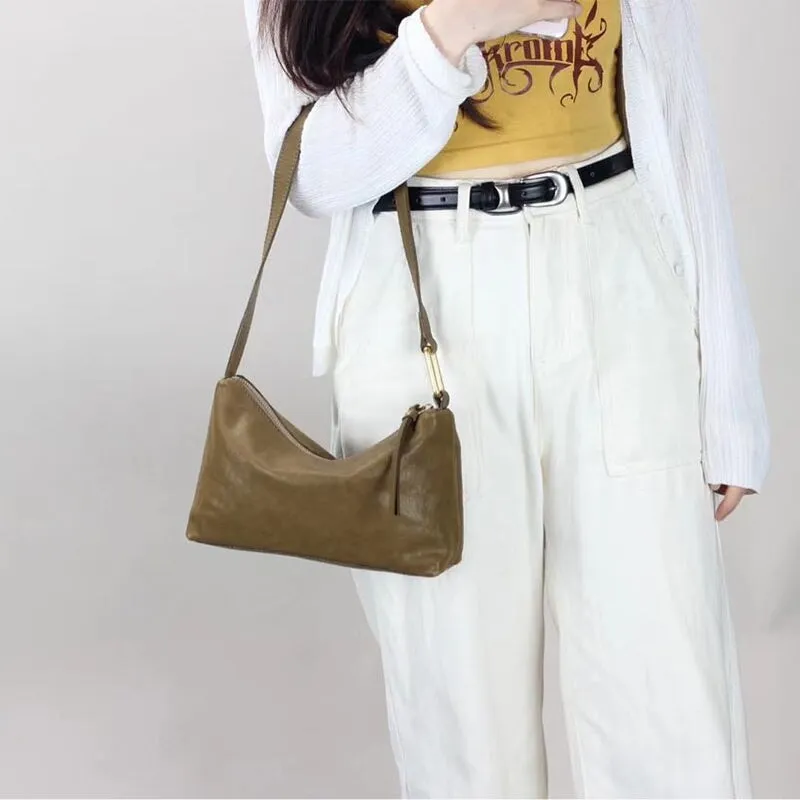 Fashion Retro Vegetable Tanned Leather Ladies Shoulder Bag