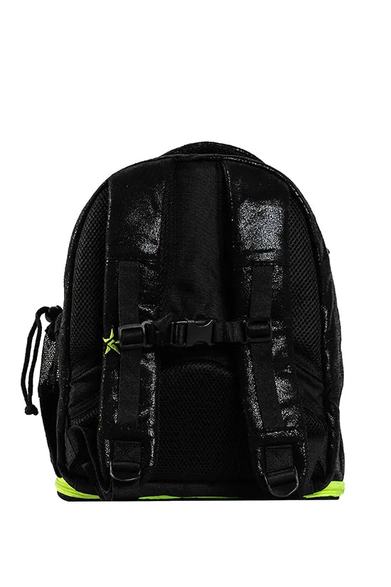 Faux Suede in Black Rebel Baby Dream Bag with Neon Green Zipper