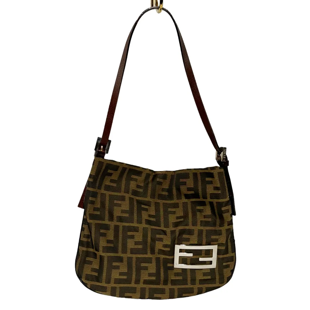 FENDI Zucca Canvas & Leather Shoulder Bag LHQ258