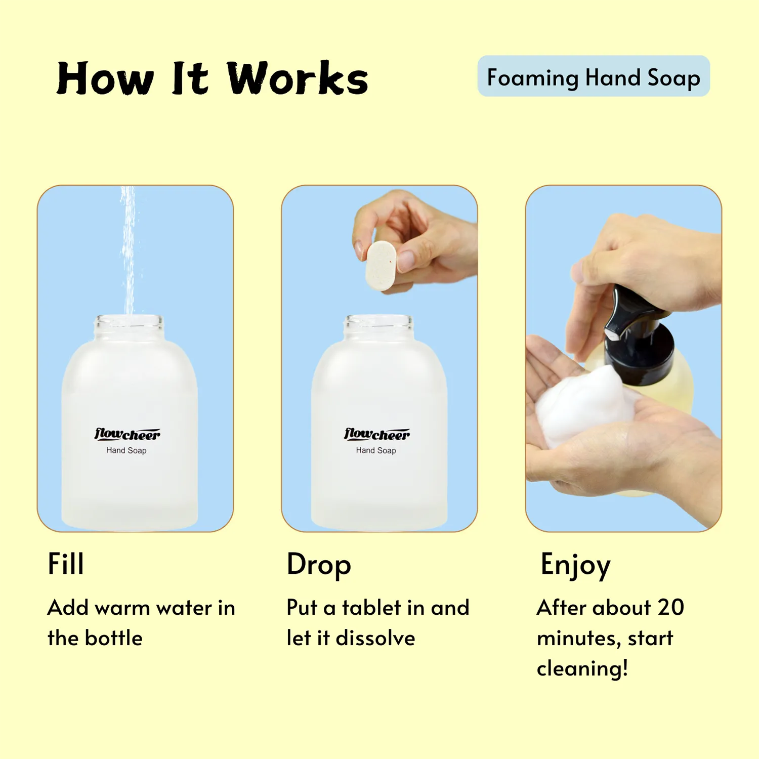 Foaming Hand Soap Refill 12 Tablets - ( Lemon,Coconut,Eucalyptus)