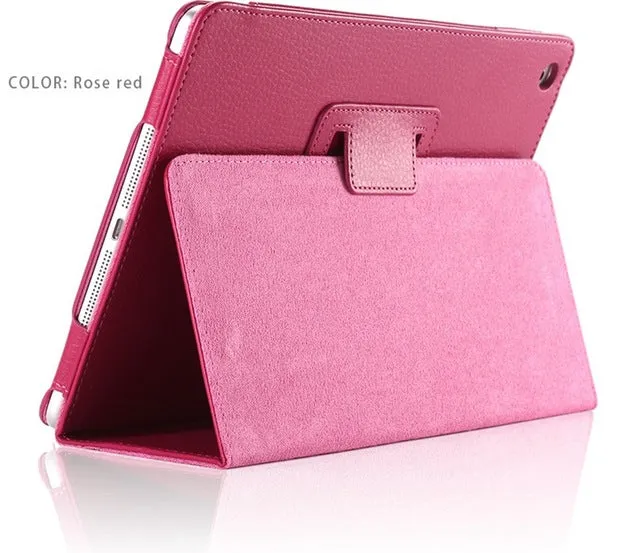 For Ipad Mini 1 2 3 Matte Litchi Soft PU Artificial Leather Case Magnetic Sleep /Wake UP Flip Cover For Ipad Mini case Retina