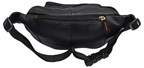 Front Pocket RFID Protected Genuine Leather Fanny Pack Waist Bag Organizer with Adjustable Belt Multiple Pockets For Men and Women RFID510005