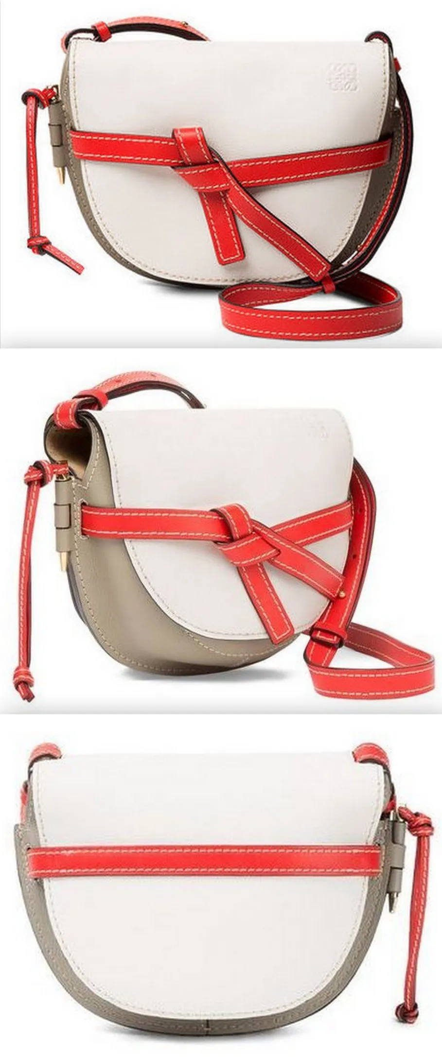 Gate Small Bag Soft White/Light Grey/Red