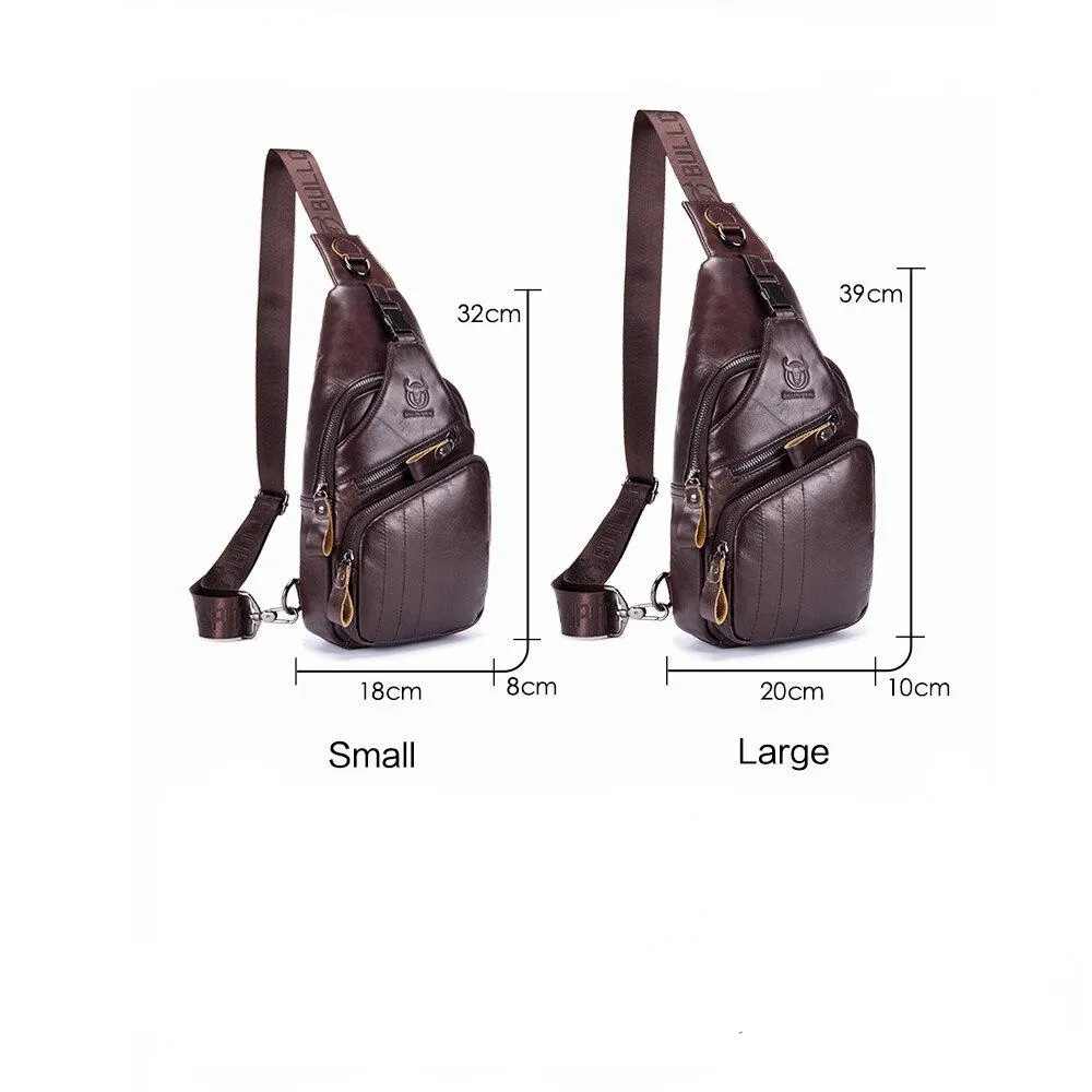 Genuine Leather Retro Chest Bag Outdoor Leisure Daypack Crossbody for Men