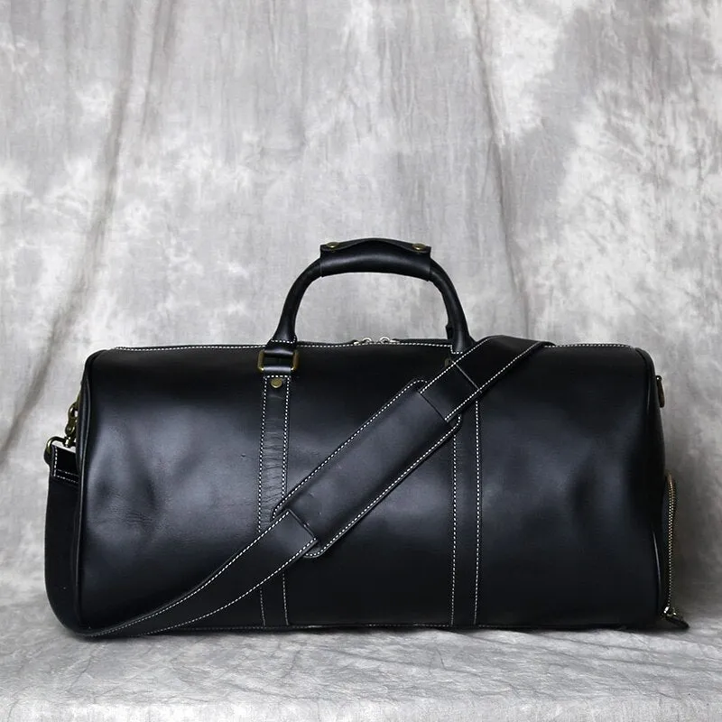 Genuine Leather Travel Bag with Shoe Pocket Travel Duffle