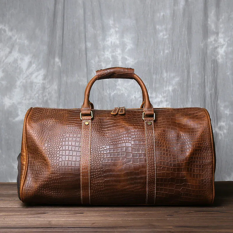 Genuine Leather Travel Bag with Shoe Pocket Travel Duffle