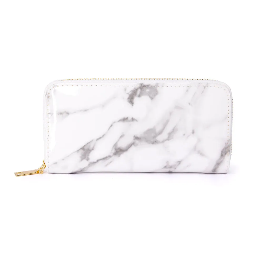 Giorgia White Marble Finish Patent Purse