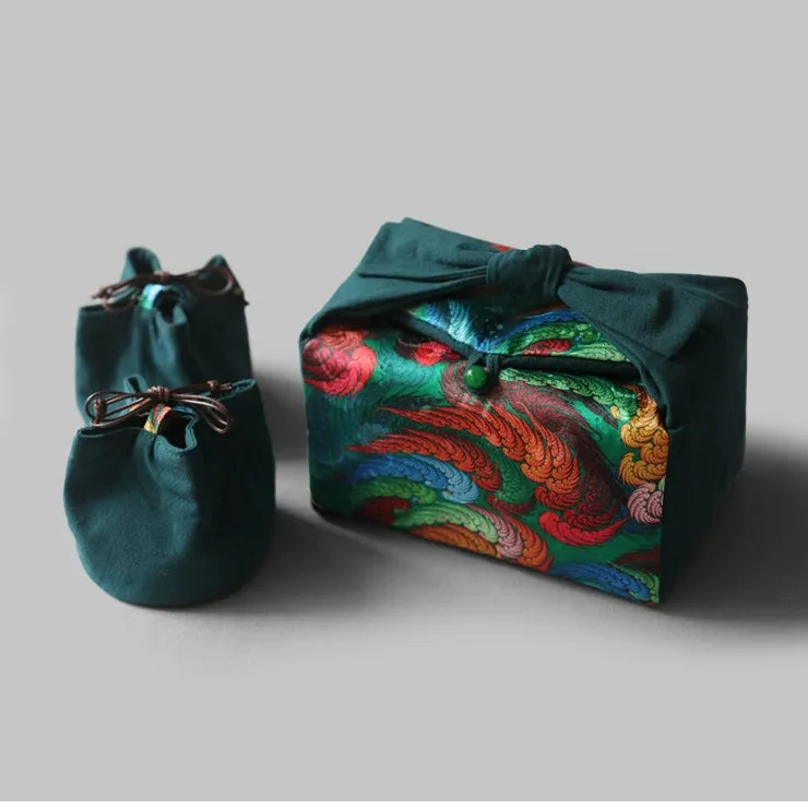 Gohobi Large Colourful Silk Teaware Storage Travel Bag