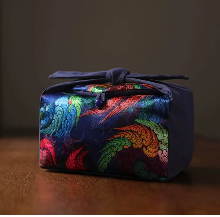 Gohobi Large Colourful Silk Teaware Storage Travel Bag