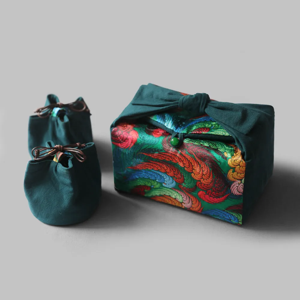 Gohobi Large Colourful Silk Teaware Storage Travel Bag