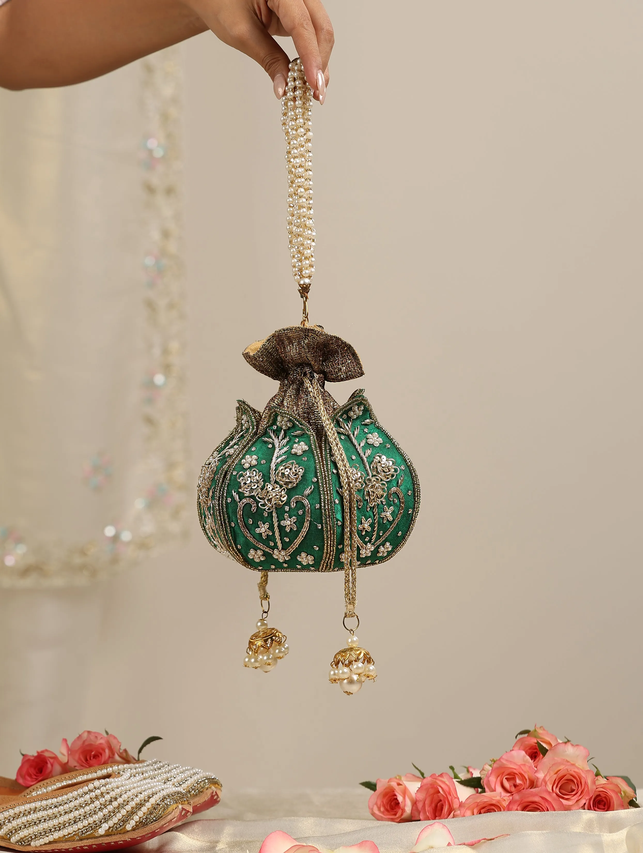 Green and Gold Potli Bag