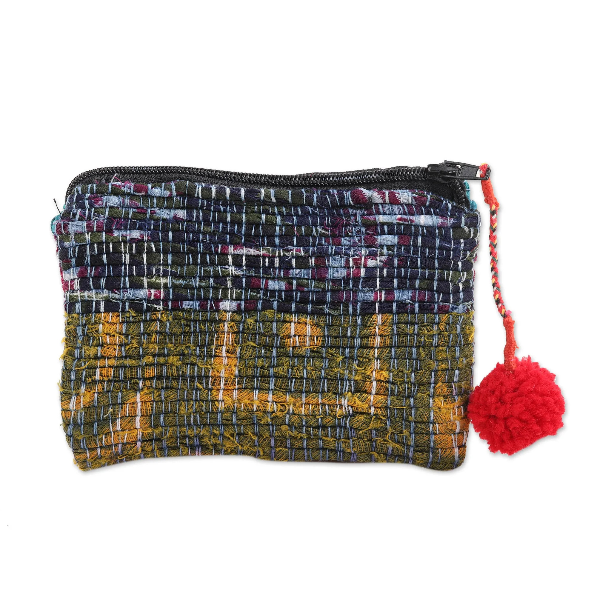 Handcrafted Change Purse Made from Recycled Saris - Red Festivity