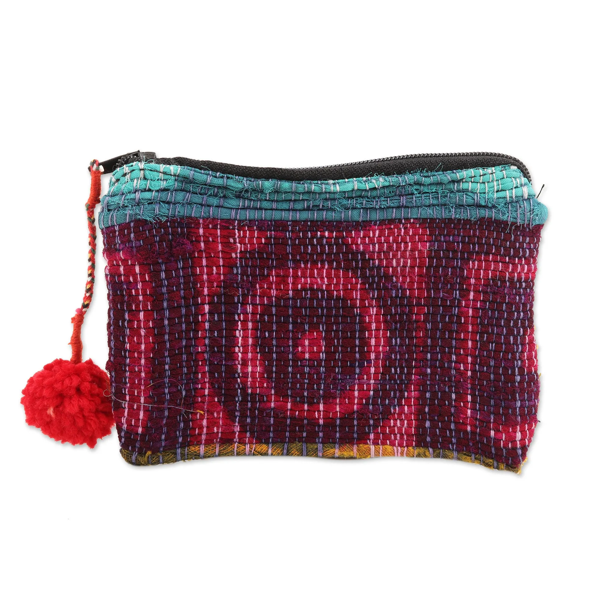 Handcrafted Change Purse Made from Recycled Saris - Red Festivity