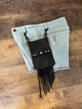 Holbrook Leather Crossbody Bag - Black Fringe