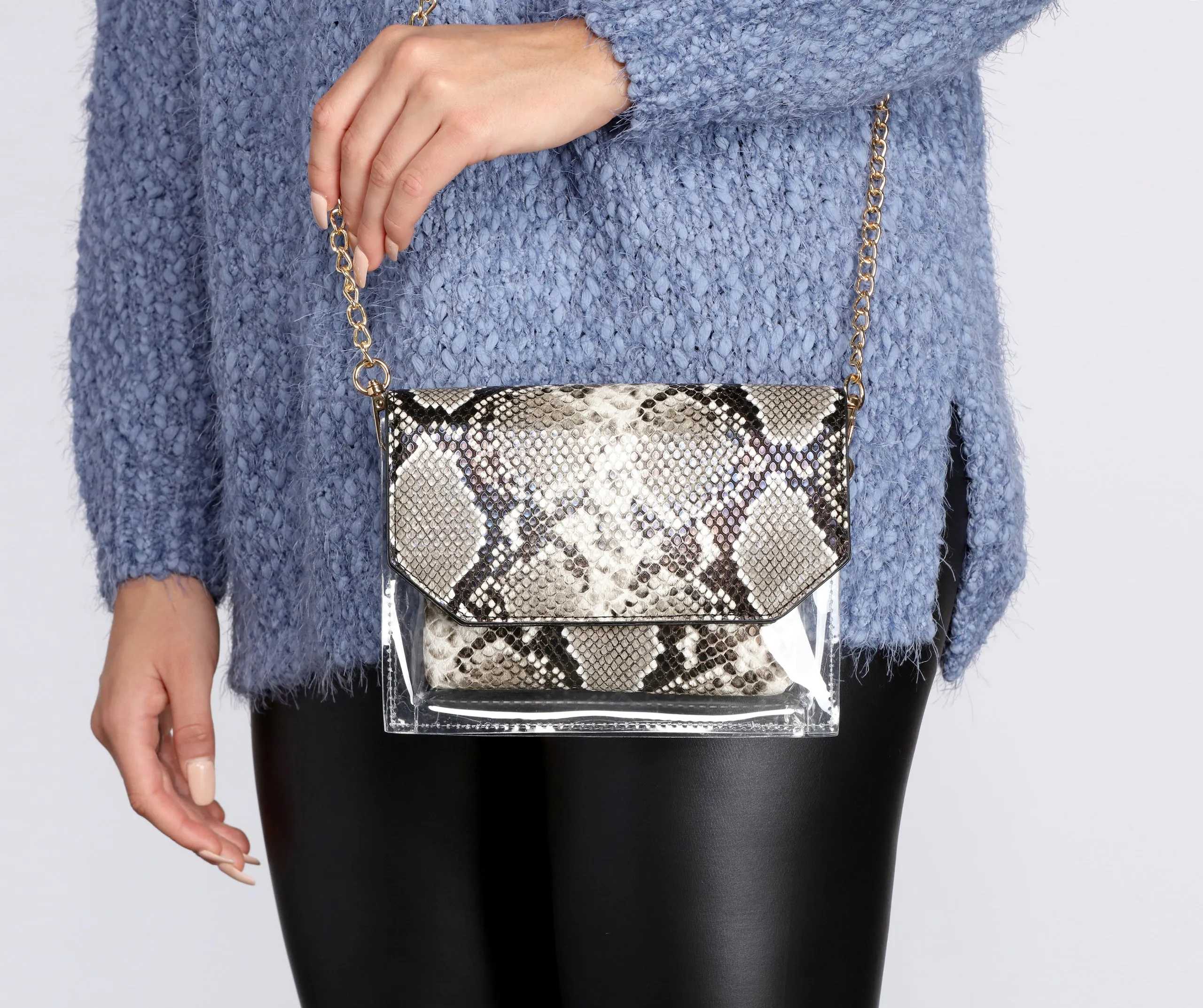 In The Clear Snake Cross-body Purse