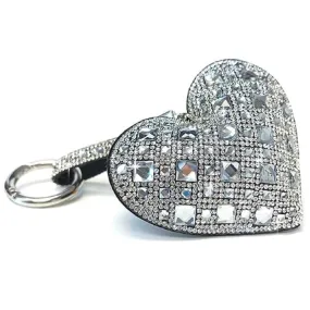 Jacqueline Kent's Royal Ice Heart Purse Charm, White Diamond Silver 3.75 Inches