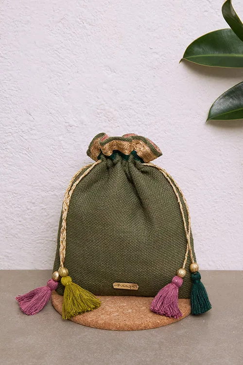 Jadestone Olive Green Potli Bag