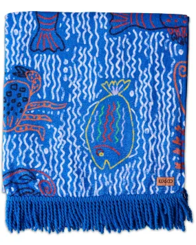 Kip & Co The Deep Blue Printed Terry Bath Sheet / Beach Towel