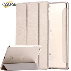 KISSCASE For ipad mini ipad5 6 Air 2 Flip Transparent Clear Silk Leather Case For ipad Air air2 Mini 1 2 3 4 Stand Full Cover