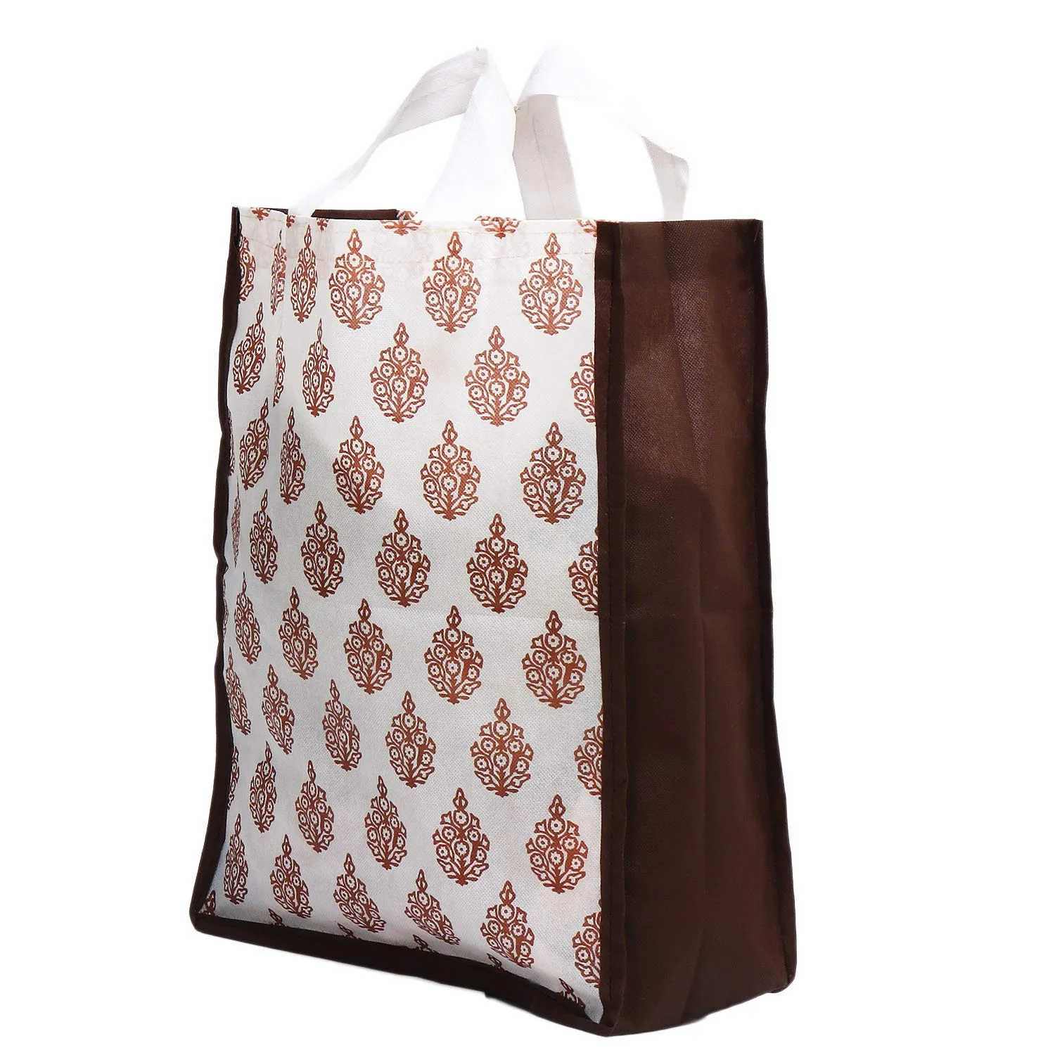 Kuber Industries Medium Size 60 Pieces Non Woven Eco-Friendly Reusable Multipurpose Shopping Carry Bags (Brown) - CTKTC030817