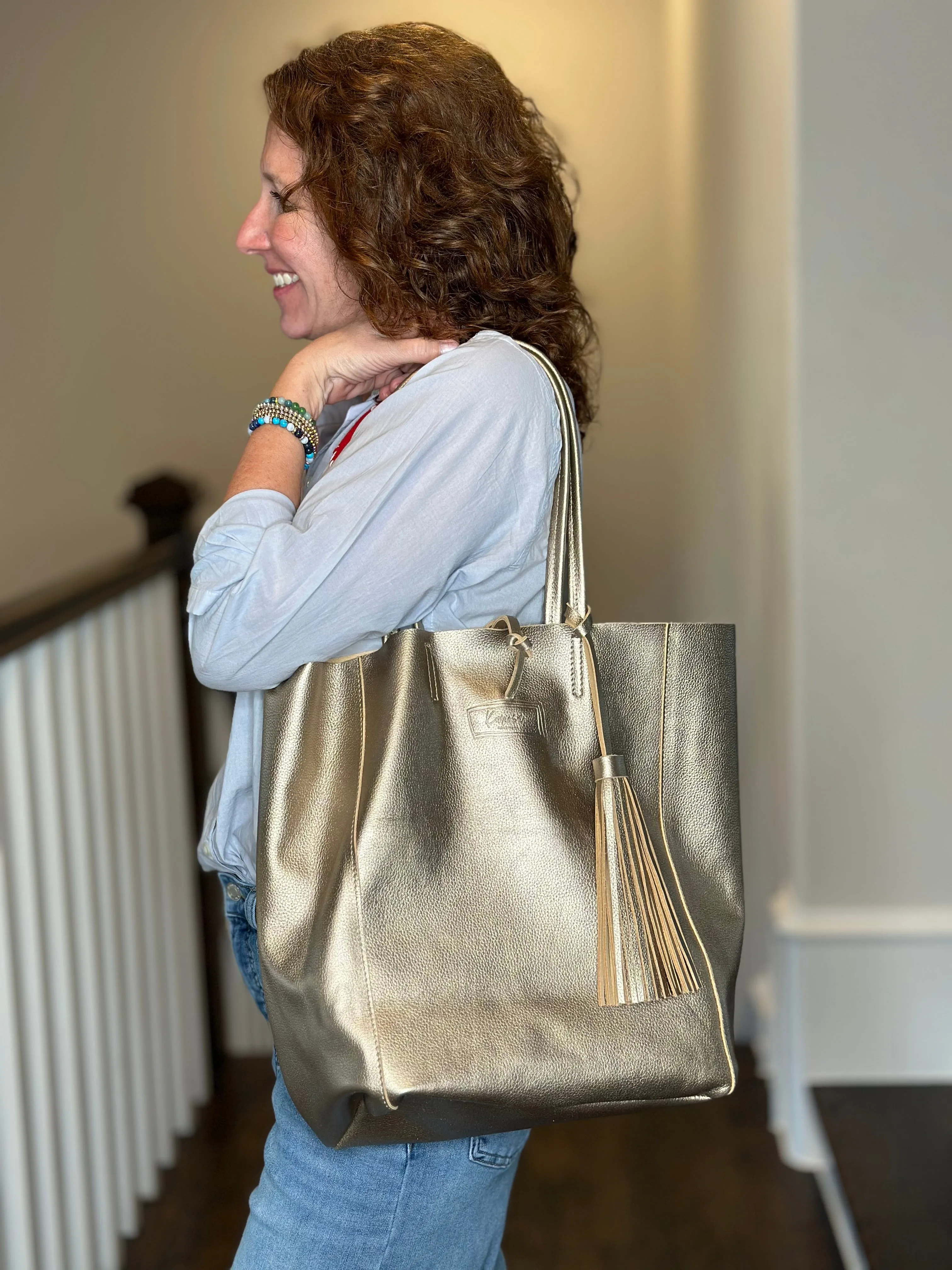 Leather Tote w/ Tassel