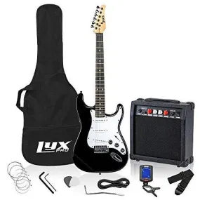 LyxPro Electric Guitar 39" inch Complete Beginner Starter kit Full Size with 20w Amp, Package Includes All Accessories, Digital Tuner, Strings, Picks, Tremolo Bar, Shoulder Strap, and Case Bag - Black