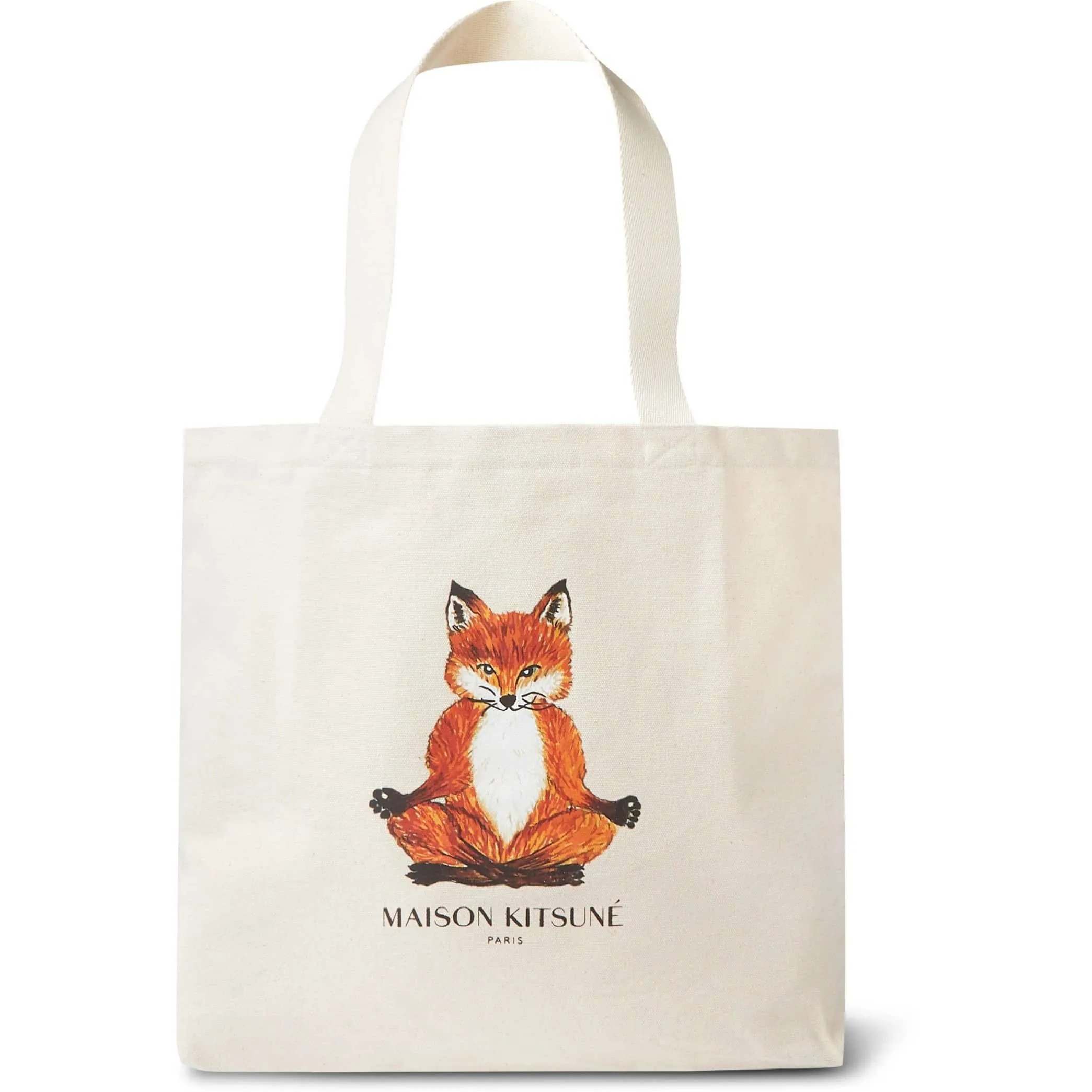 Maison Kitsune Logo Print Cotton Canvas Tote Bag