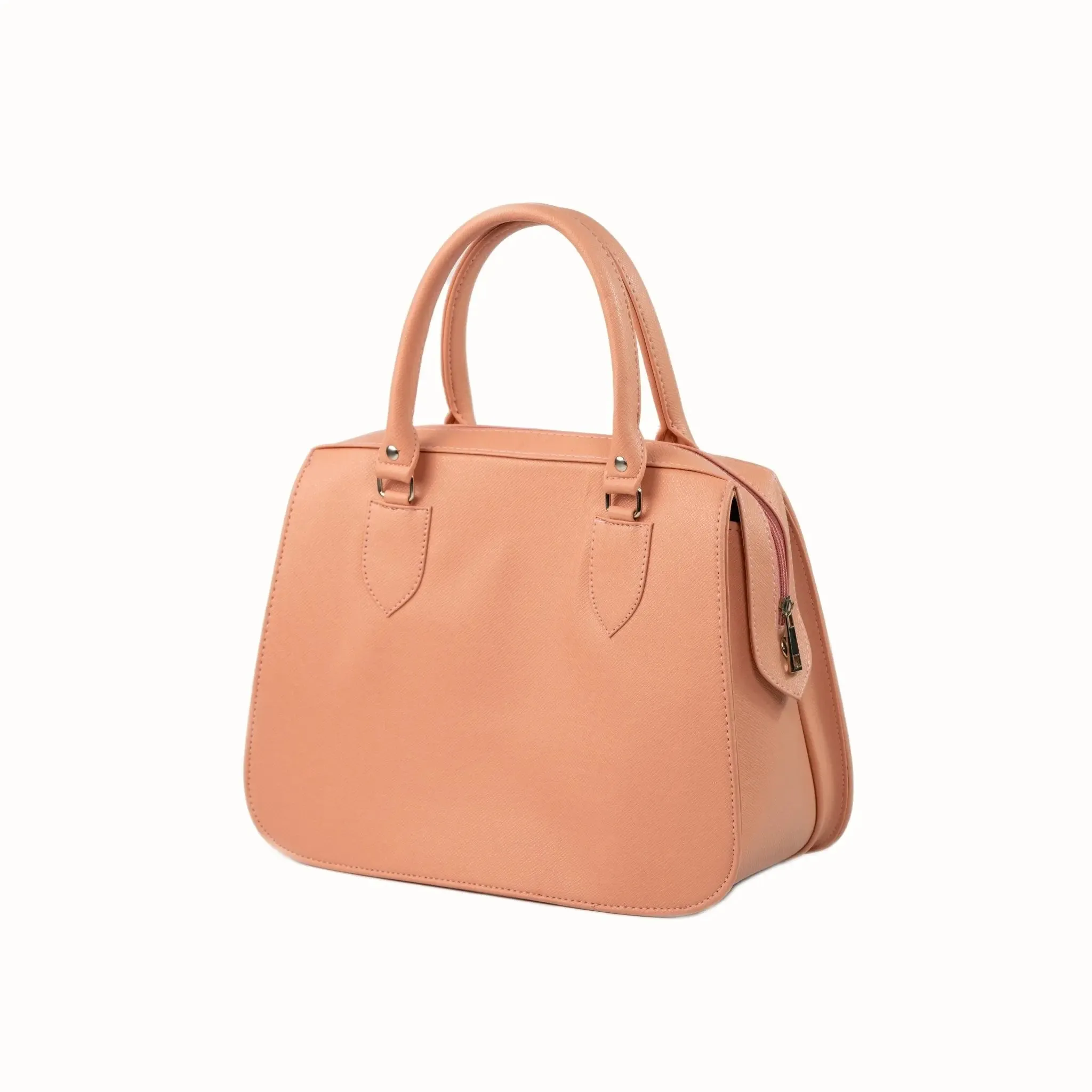 MARGAUX Classic Handbag with Sling in Salmon Pink