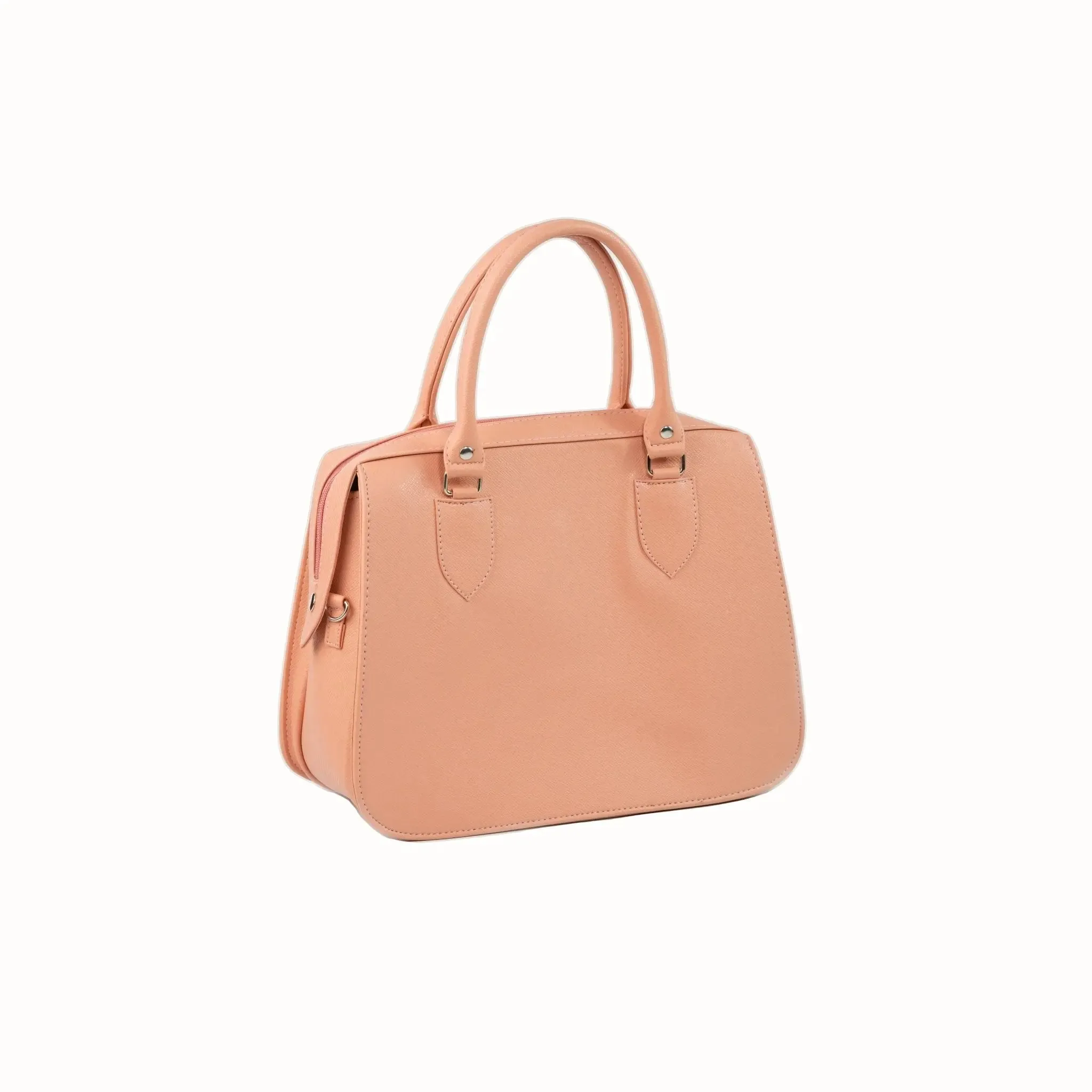 MARGAUX Classic Handbag with Sling in Salmon Pink