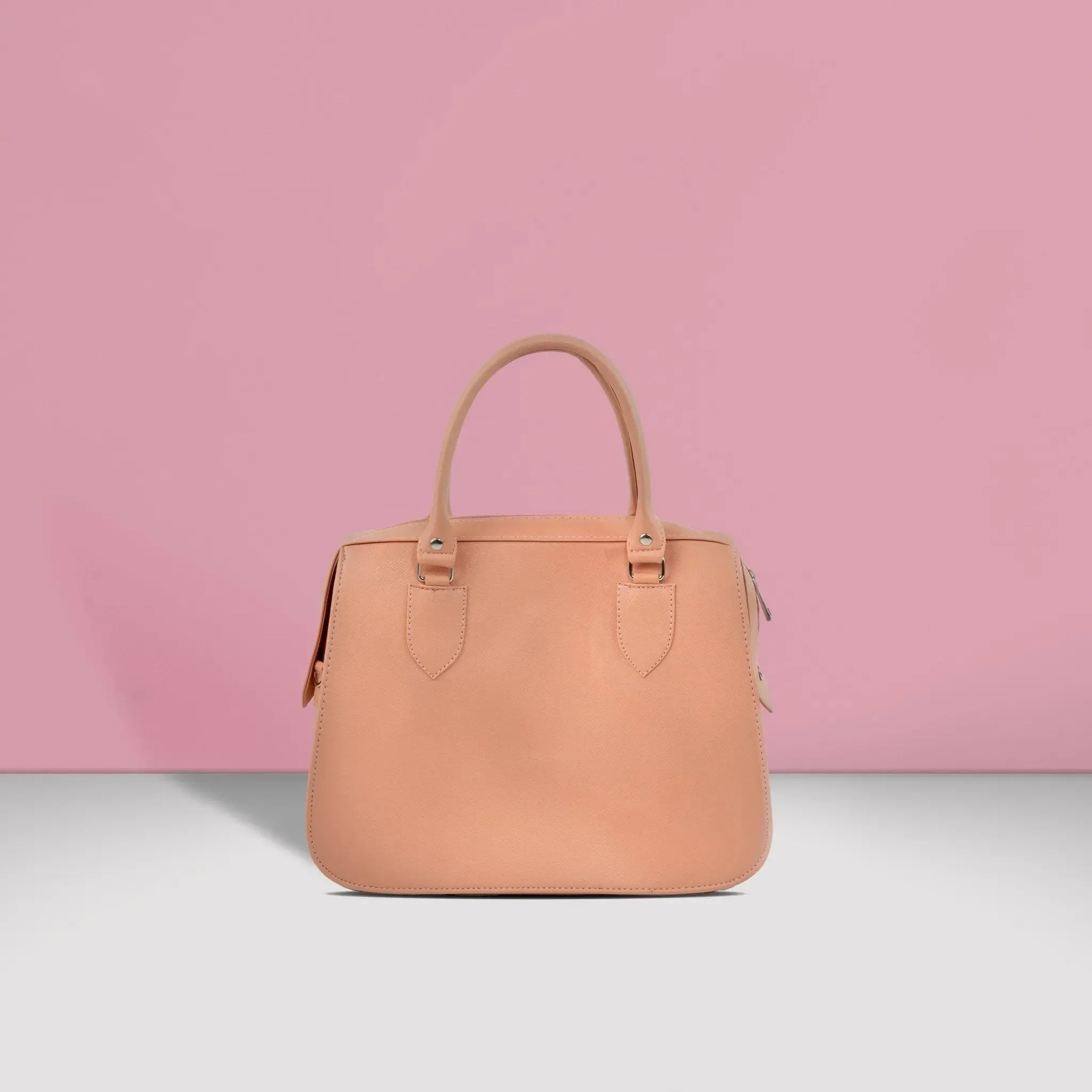 MARGAUX Classic Handbag with Sling in Salmon Pink