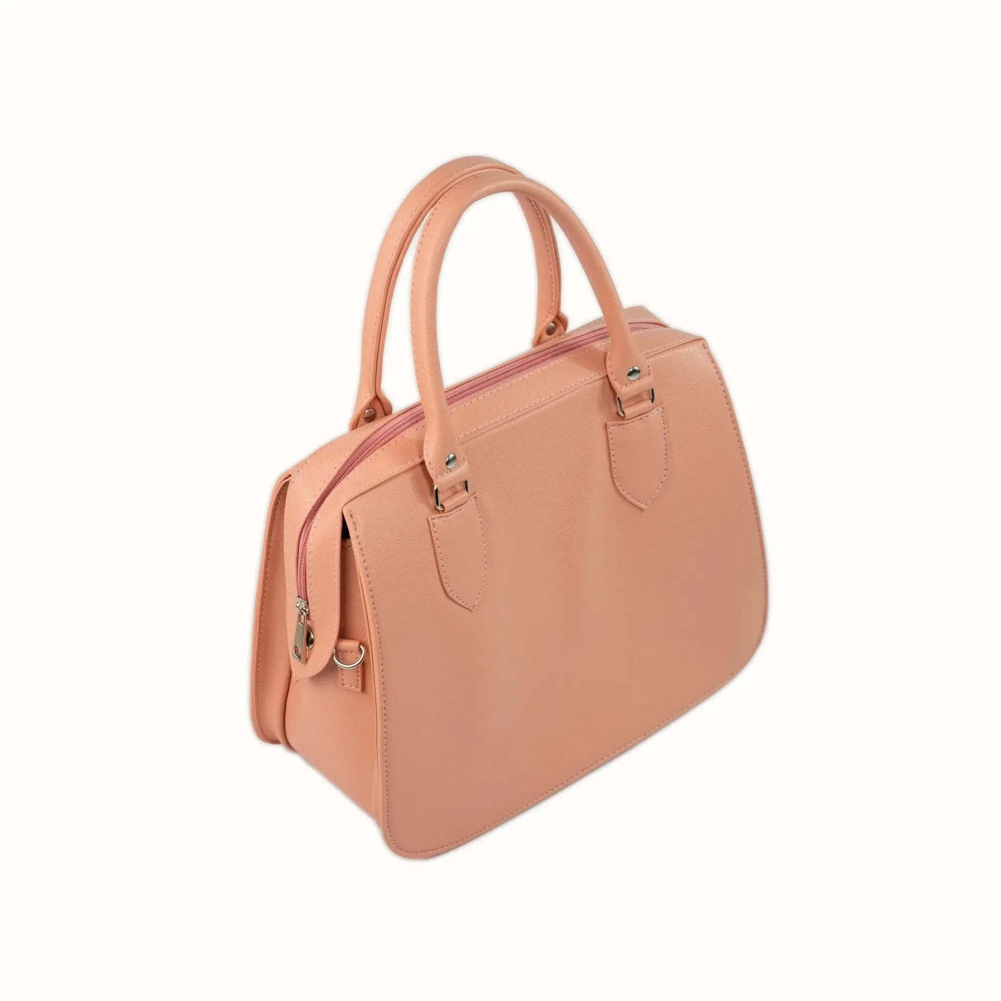 MARGAUX Classic Handbag with Sling in Salmon Pink