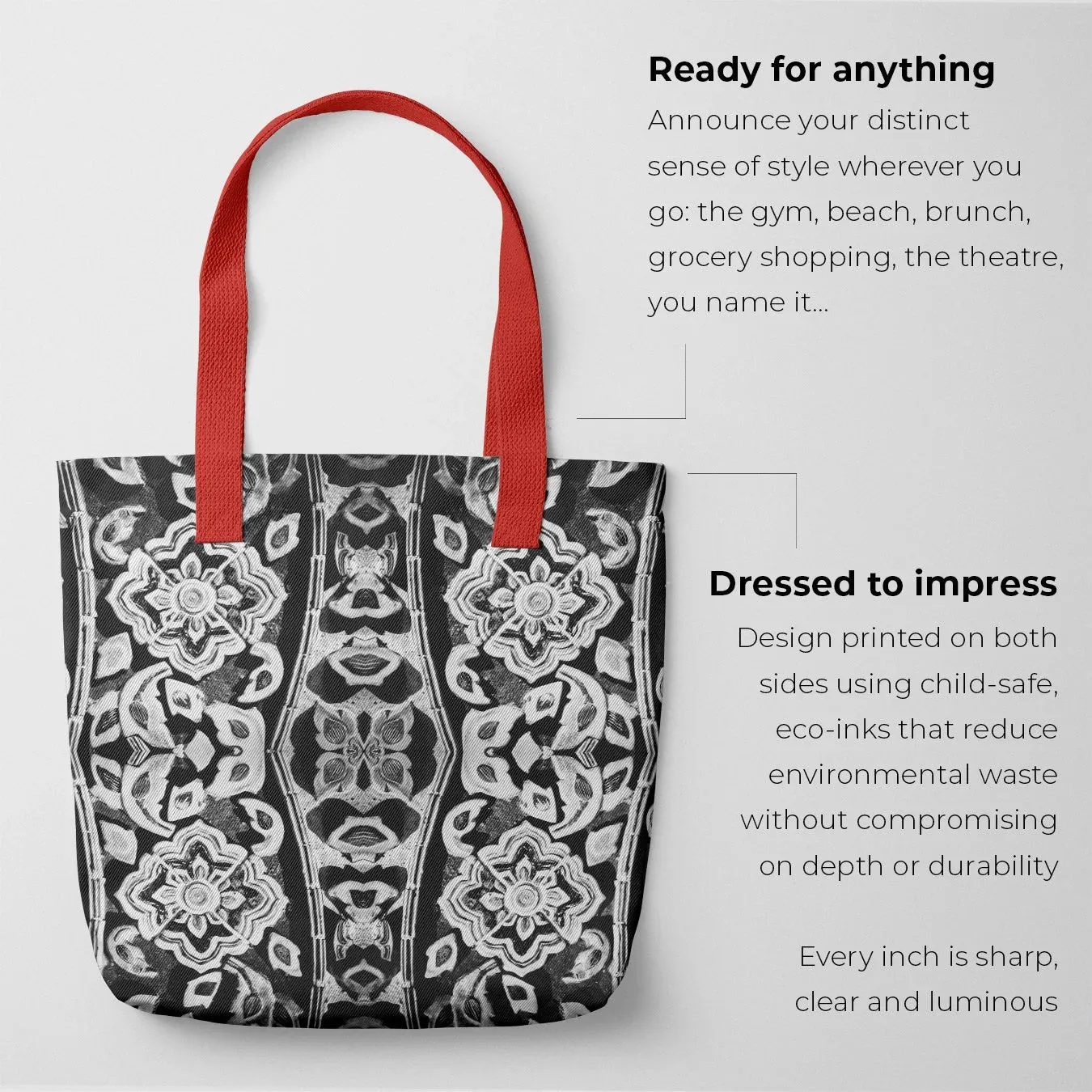 Masala Thai - Black and White Mosaic Shopping Tote