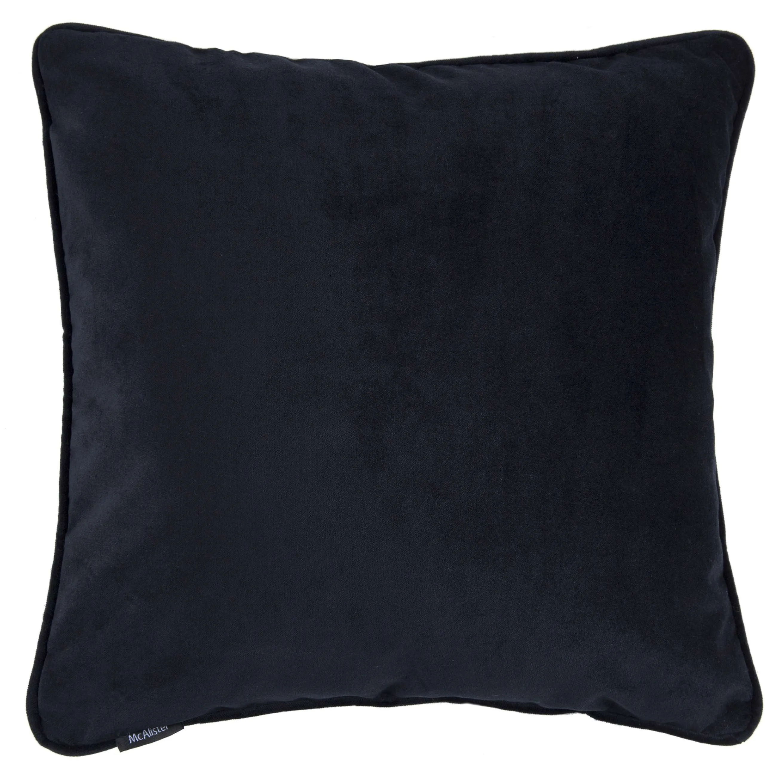 Matt Black Piped Velvet Cushion