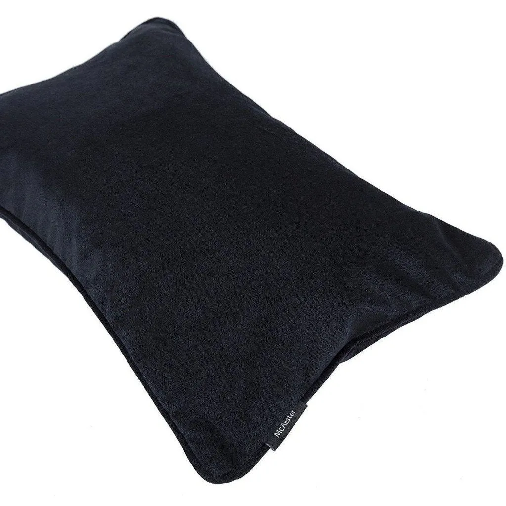 Matt Black Piped Velvet Cushion