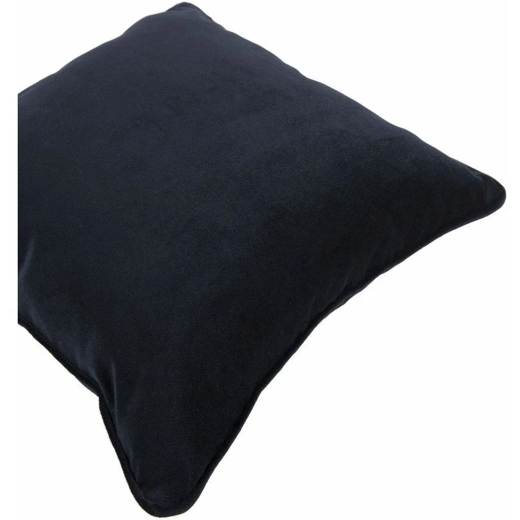 Matt Black Piped Velvet Cushion