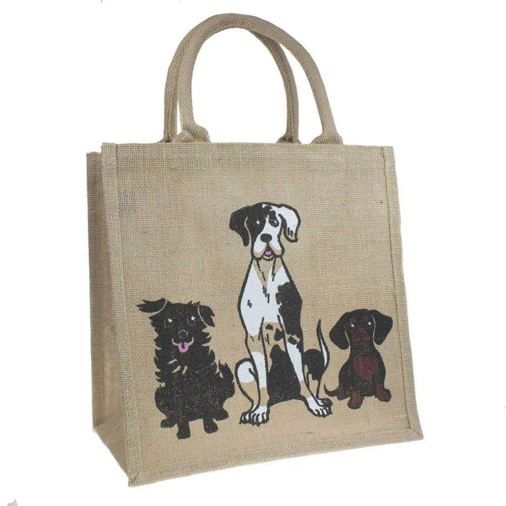 Medium Jute Shopping Bag by Shared Earth - Dogs