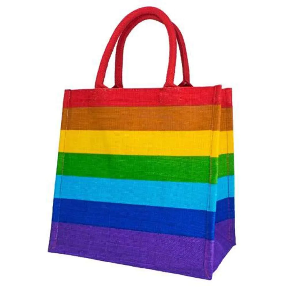 Medium Jute Shopping Bag by Shared Earth - Rainbow