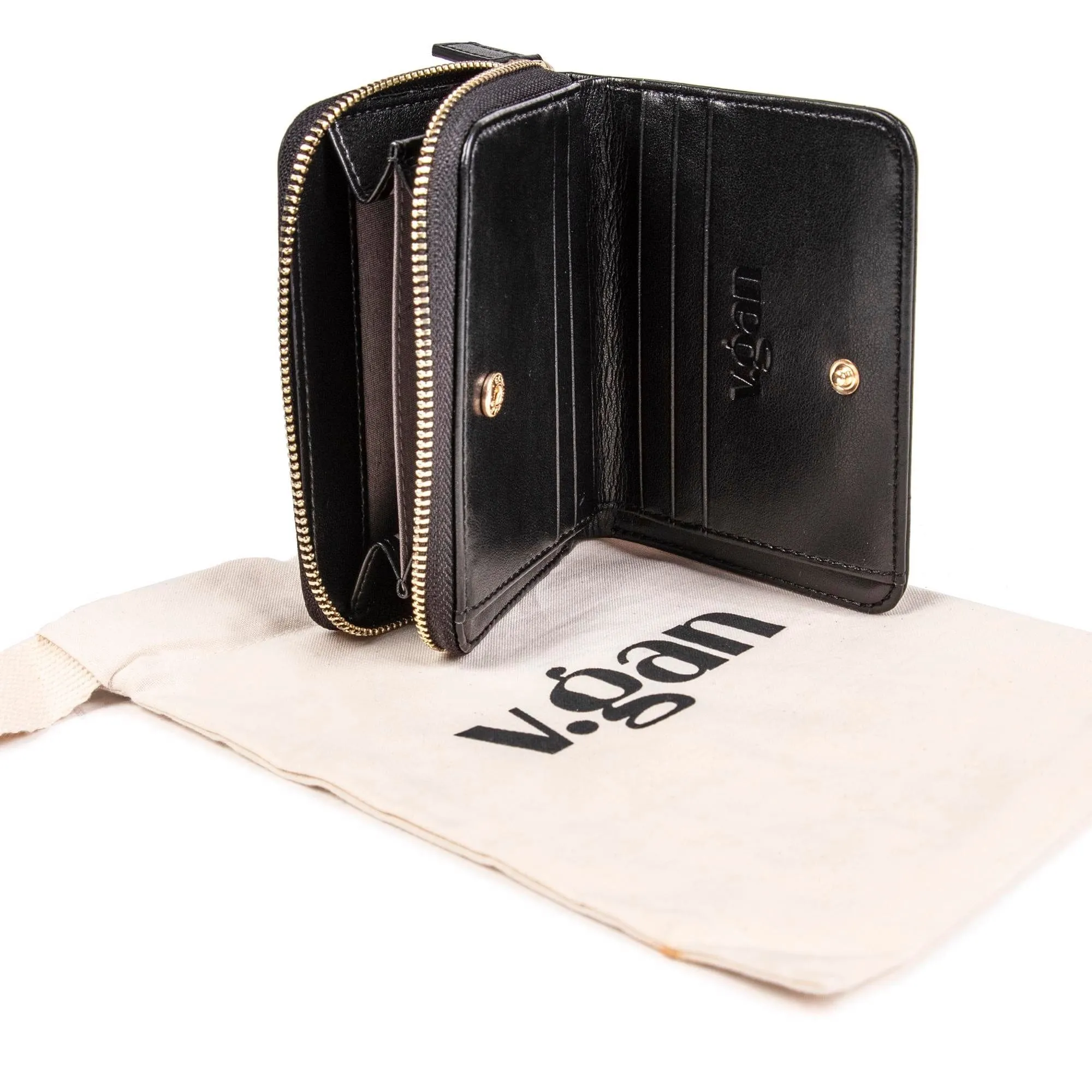 Medium Vegan Leather Purse | Black