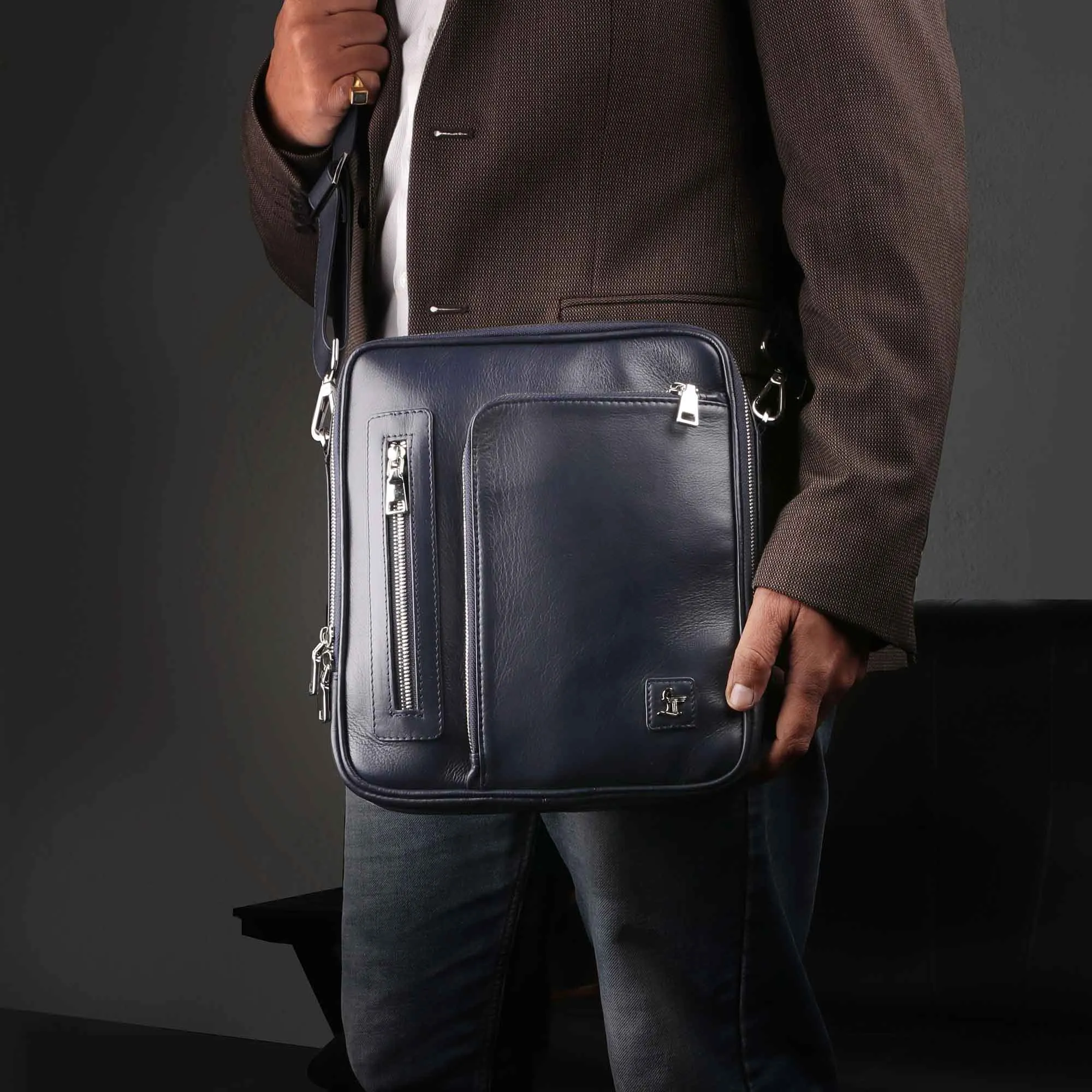 Men's Bag IX |   Leather Side Bag For Men | Colour - Blue