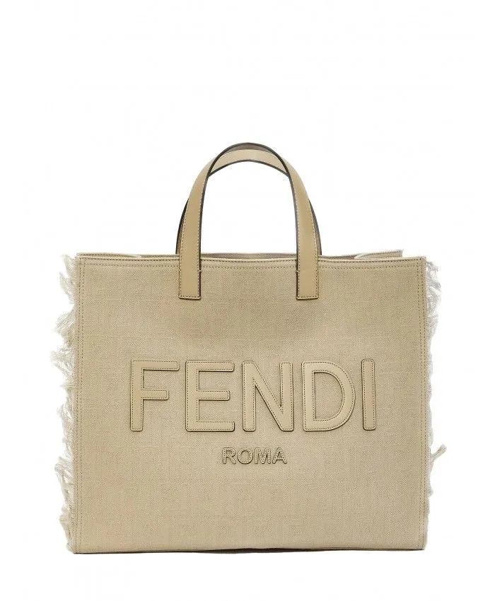 Men's Motif Fringed Large Tote Bag in Nude & Neutrals | Size UNICA | 7VA591AP1N