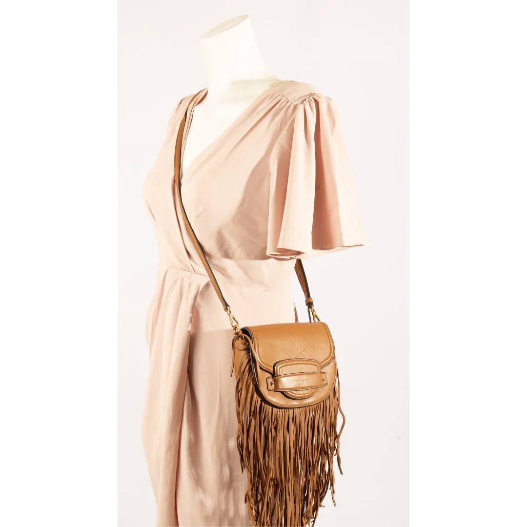 Michael Kors Cary Small Fringed Leather Saddle Bag