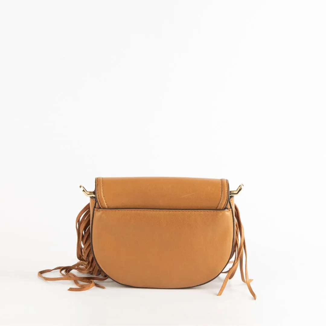 Michael Kors Cary Small Fringed Leather Saddle Bag