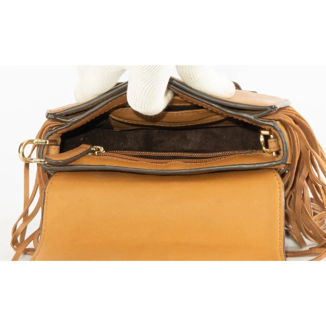 Michael Kors Cary Small Fringed Leather Saddle Bag