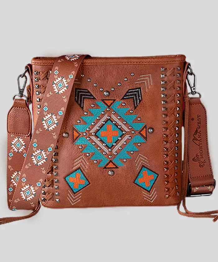 Montana West Embroidered Aztec Collection Concealed Carry Crossbody Bag