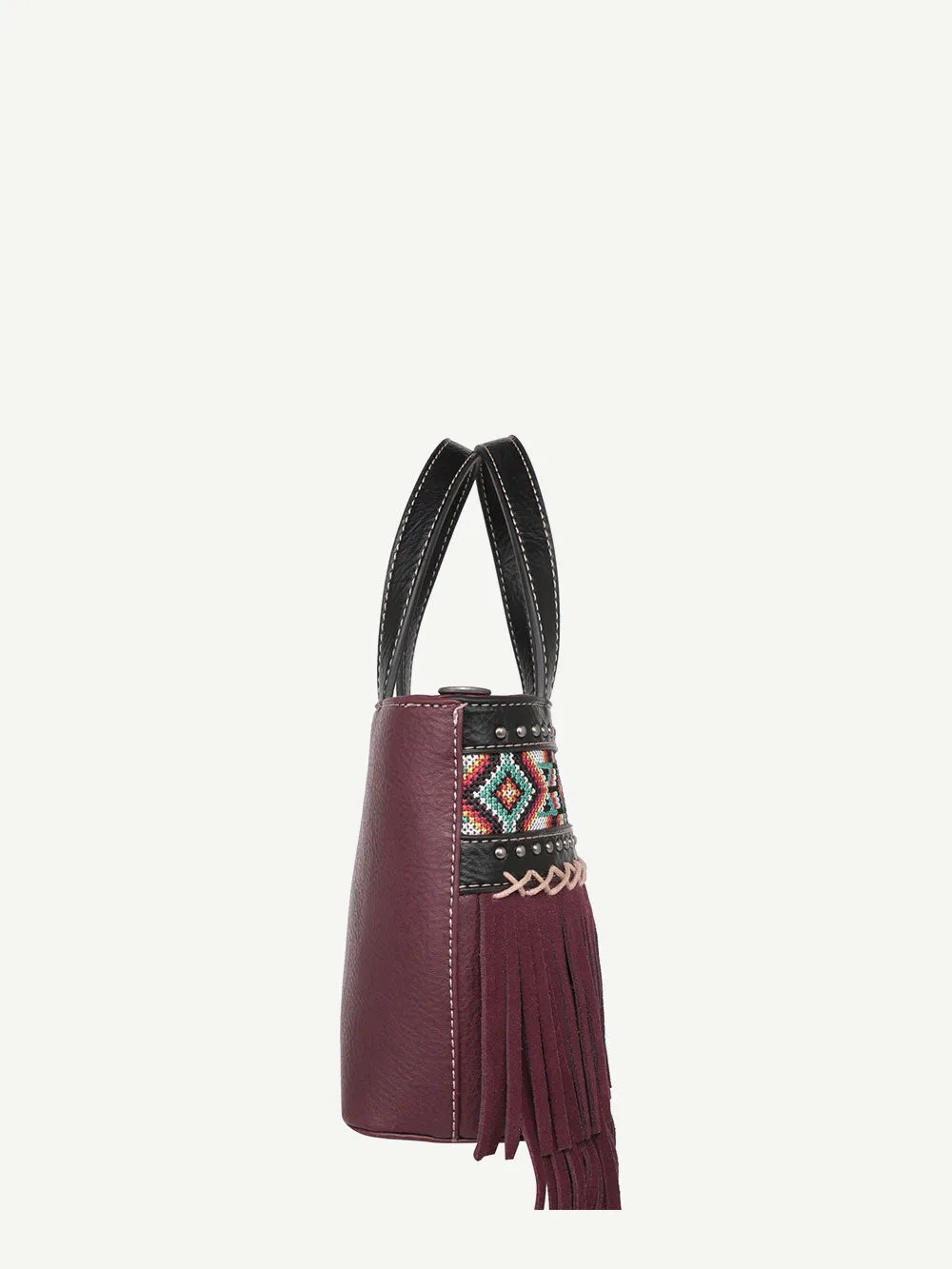 Montana West Embroidered Aztec Fringe Crossbody Mini Tote