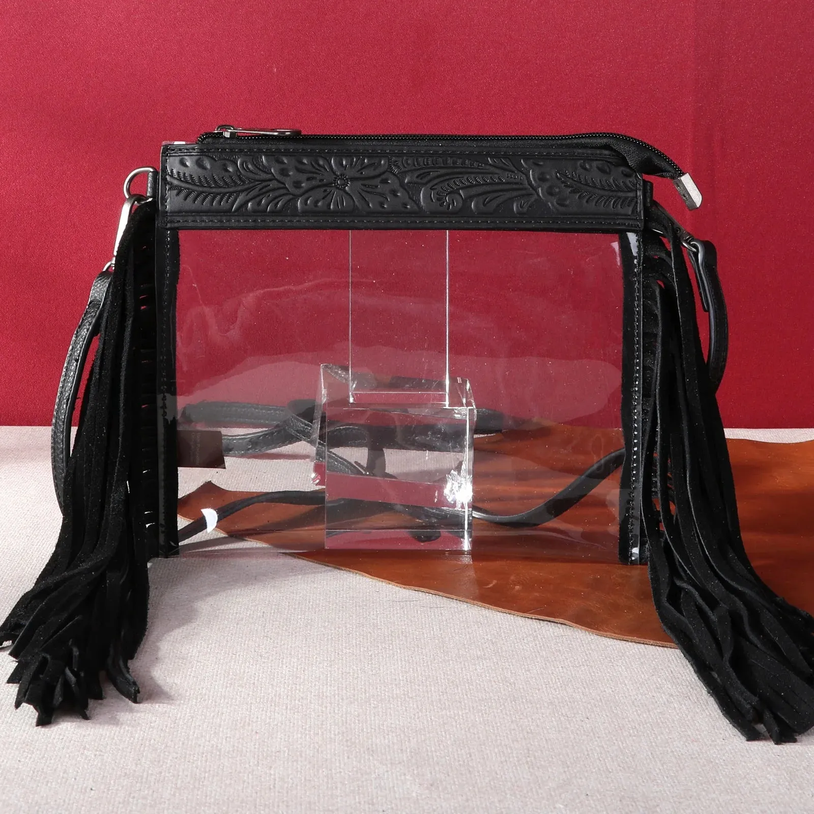 Montana West Western Fringe Stadium Clear Crossbody Bag