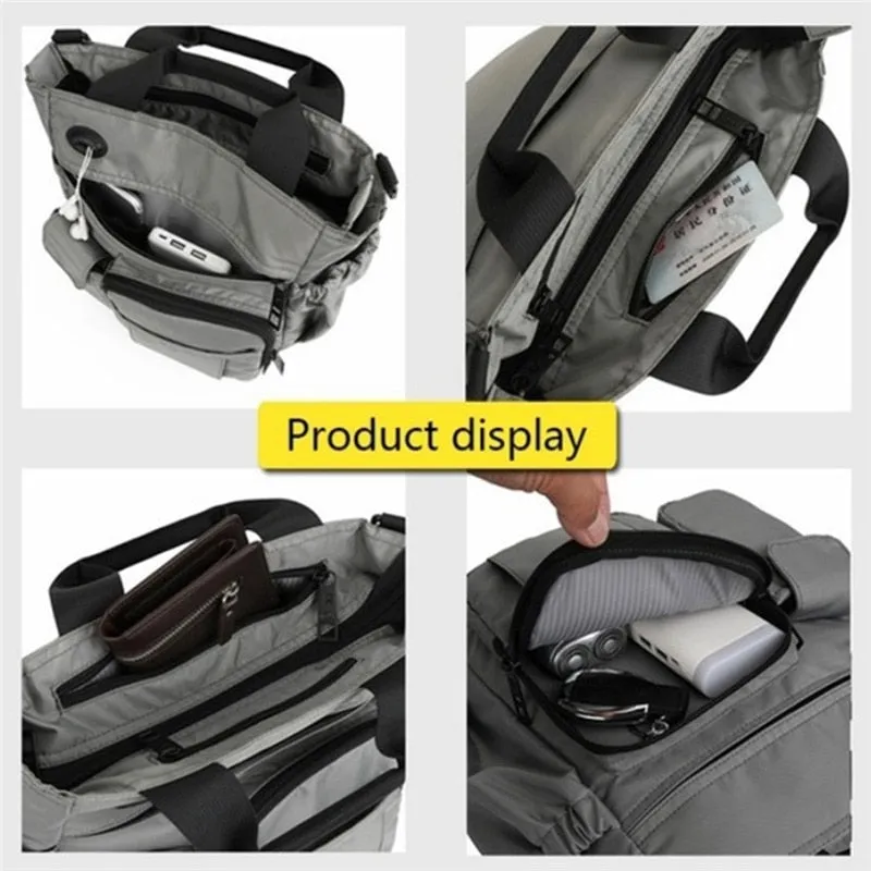 Multi Function Men's  Shoulder Messenger Bag With Headphone slot