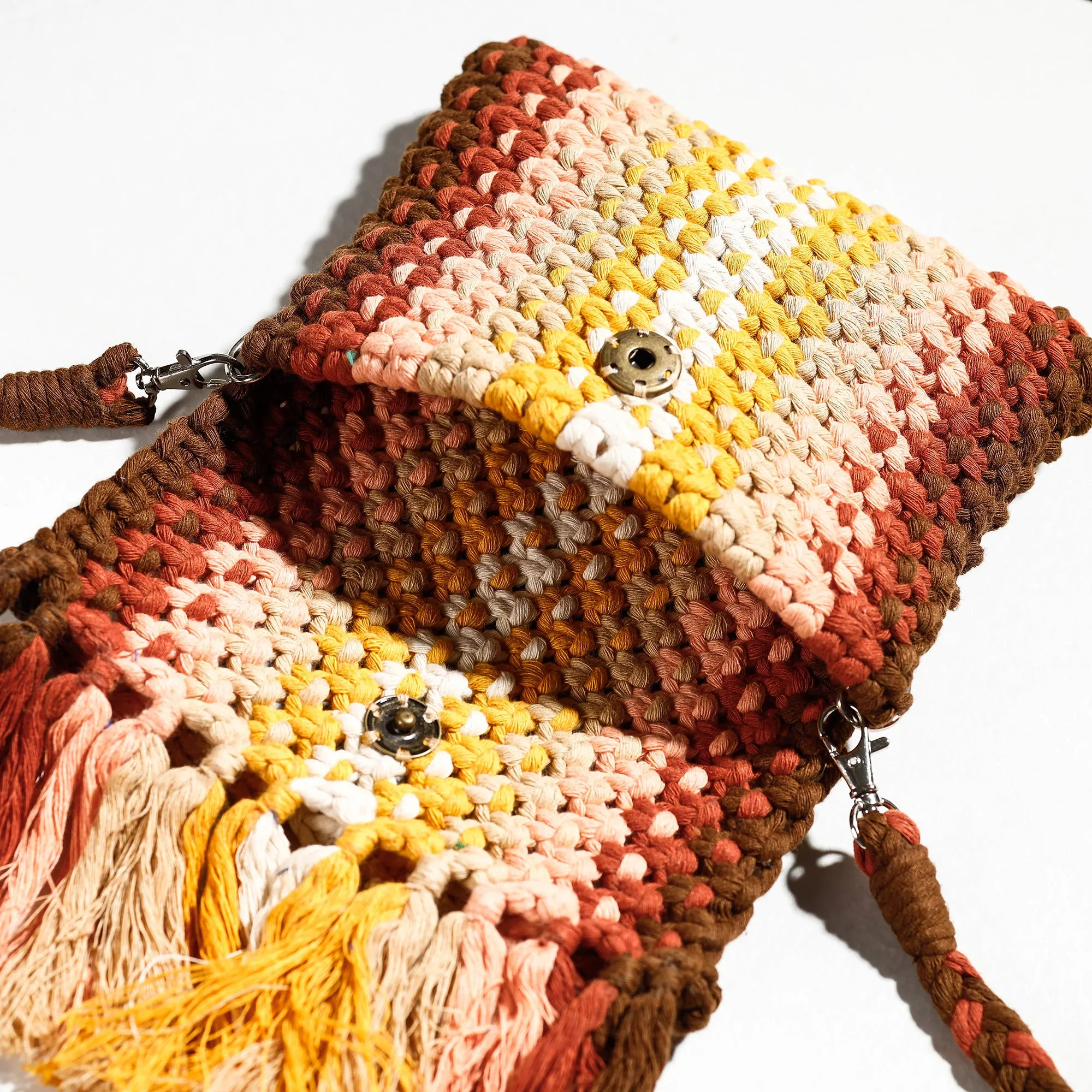 Multicolor -Thread Work Handcrafted Macrame Sling Bag