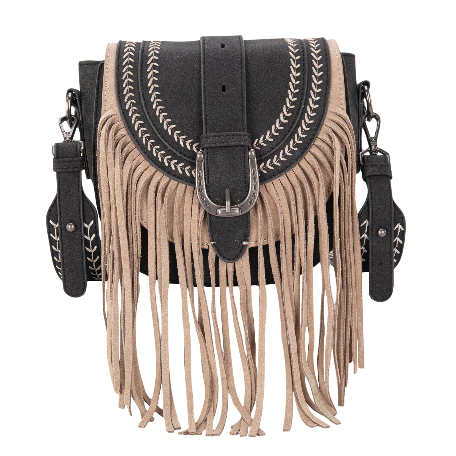 MW1289-8360 Montana West Buckle Fringe Collection Saddle Bag/Crossbody