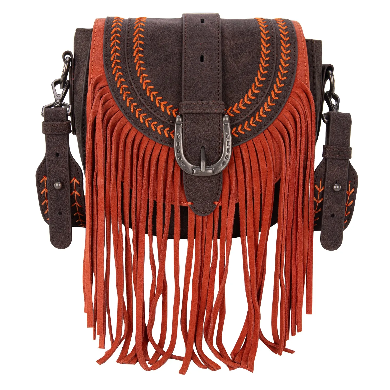 MW1289-8360 Montana West Buckle Fringe Collection Saddle Bag/Crossbody